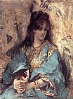 Alfred Stevens Canvas Paintings - A Woman Seated in Oriental Dress
